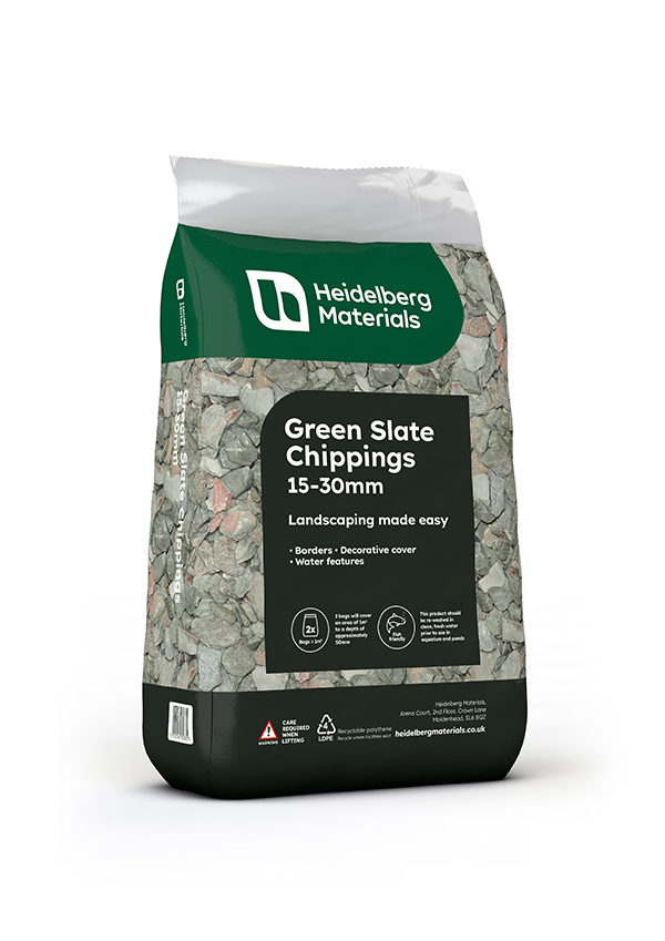 Green Slate Chippings 15 - 30mm
